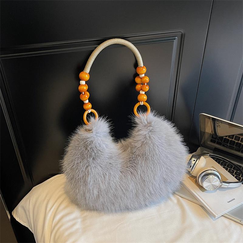 Autumn Winter Women's Plush Handbag Shoulder Underarm Bag