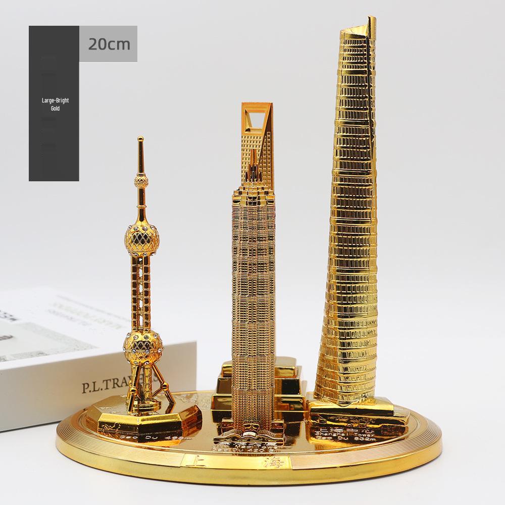 Shanghai Landmark Building Model: Oriental Pearl Tower, World Financial Center, Jin Mao Tower - Metal Creative Handicraft