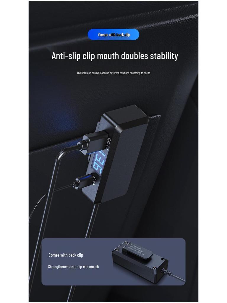 Multifunctional Car Charger with QC3.0+PD Fast Charging, 12V/24V Compatibility, and Voltage Display