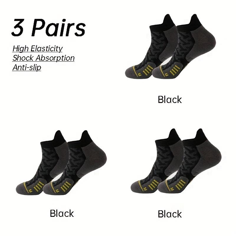 

3 Pairs Running Socks Thickened Sweat Absorb Cushioned Ankle Socks Breathable Non-slip Quick Dry Men Women Fitness Socks