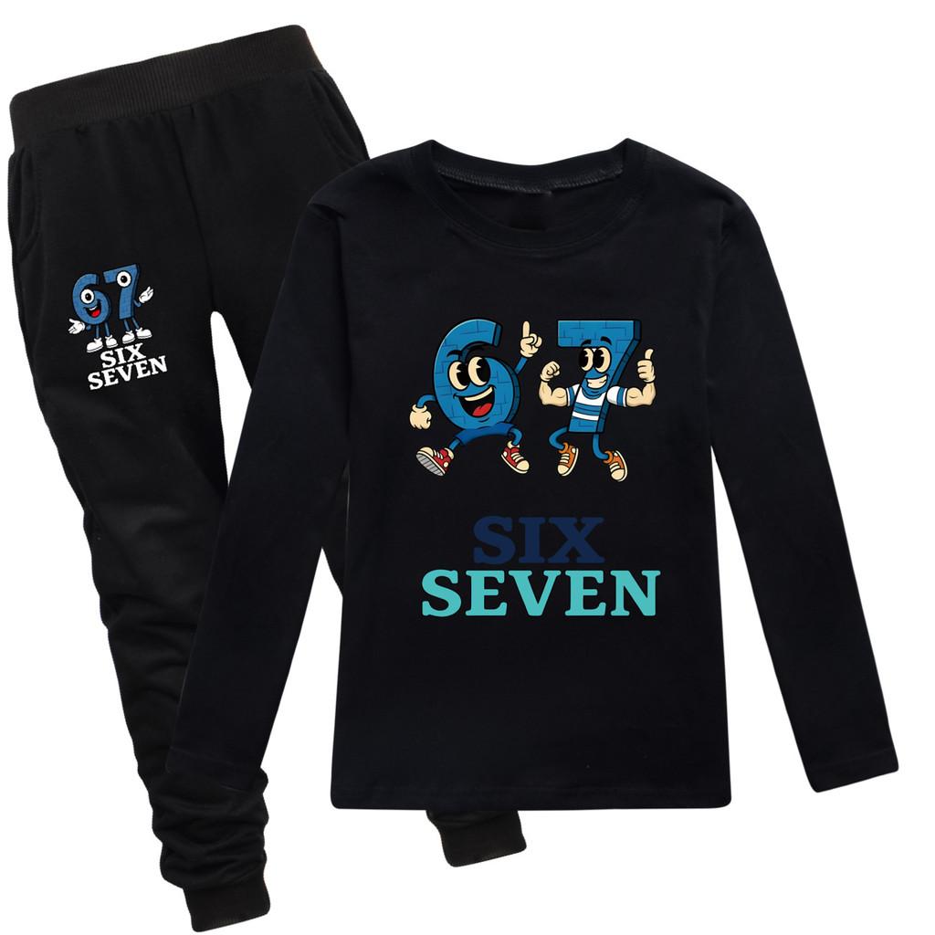 5225 Kinder Jungen Mädchen Steal a Brainrot 67 Print T-Shirt Hose Kleidung Set