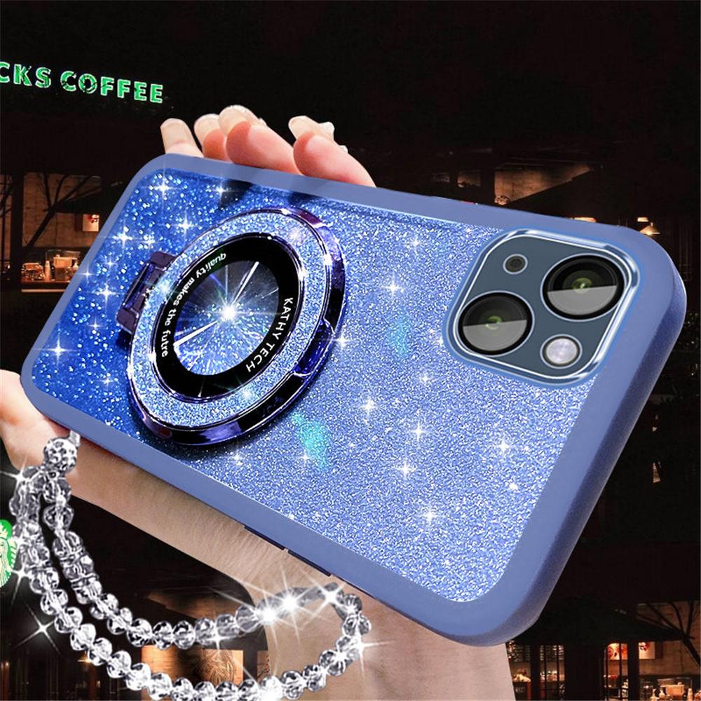 Glitter Crystal Bracelet Phone Holder Case For Samsung S25 S24 S23 S22 Ultra S21 Plus S20 FE Note 20 Soft Silicone Bracket Cover