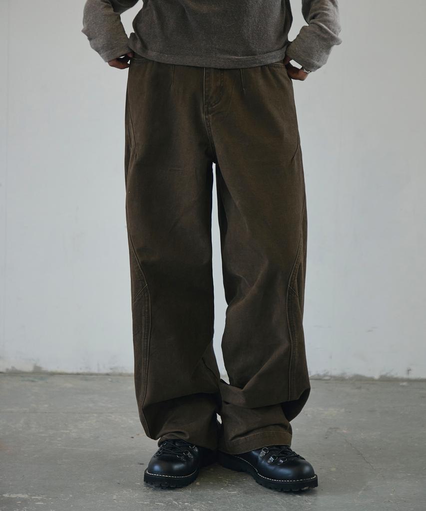 Seukeulaeteulpigsel Vtg Fade Dart Curved Line Cotton Pants [Brown]