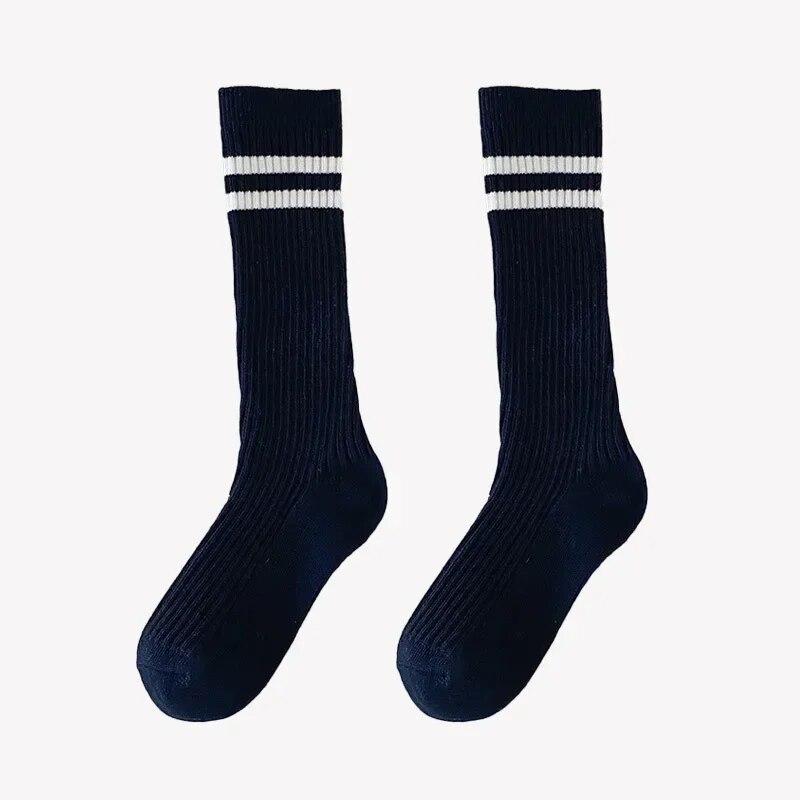 1 Pair Fashion School Sock for Kids Boy Girl Simplicity Solid Color Striped Calf Sock for ChildrenSpring Autumn Soft Cotton Sock
