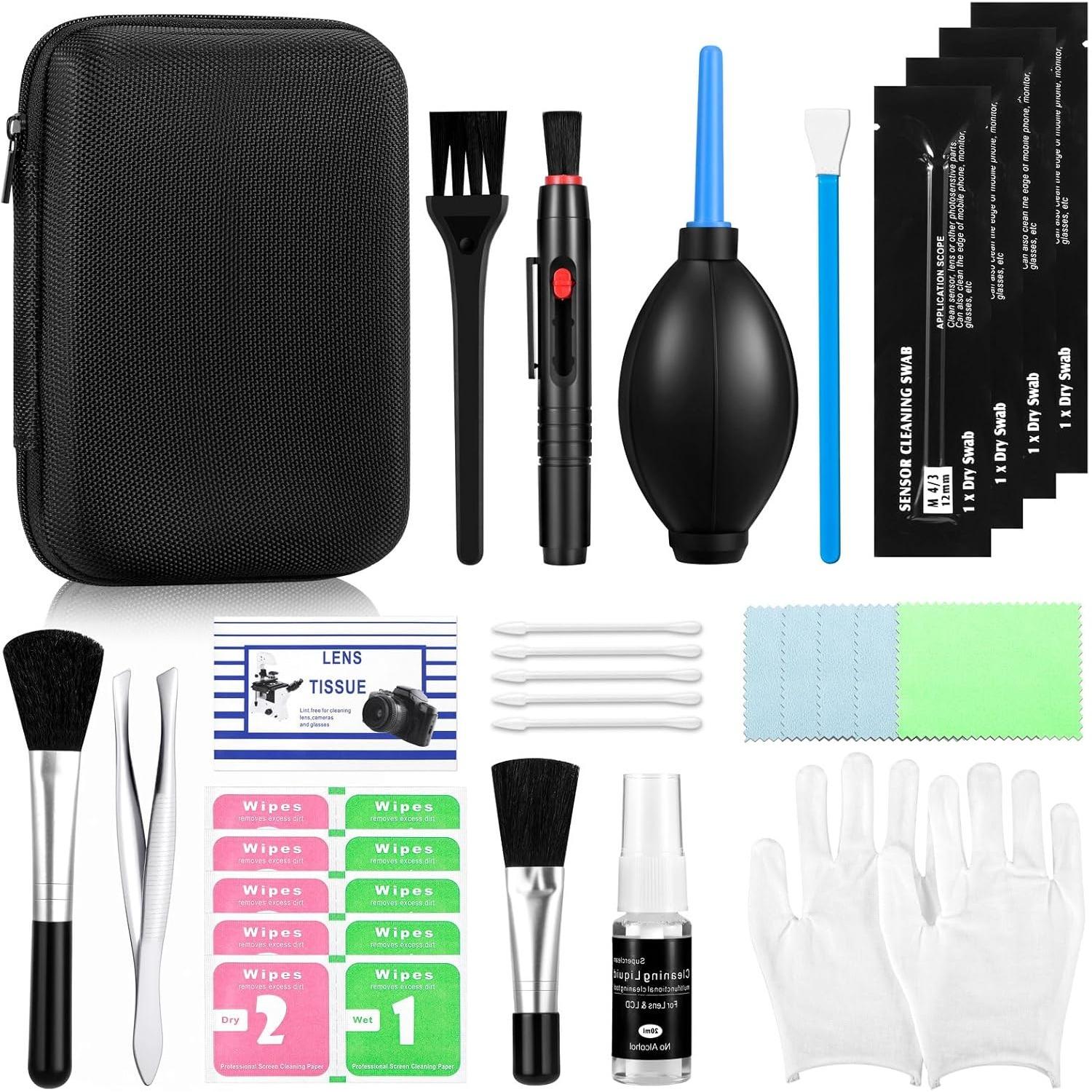 Camera Cleaning Kit for DSLR & Mirrorless Cameras - Camera Accessories Lens, Sensor & Camera Lens Cleaning Kit, Perfect Photographer Gifts, Canon, чёрный