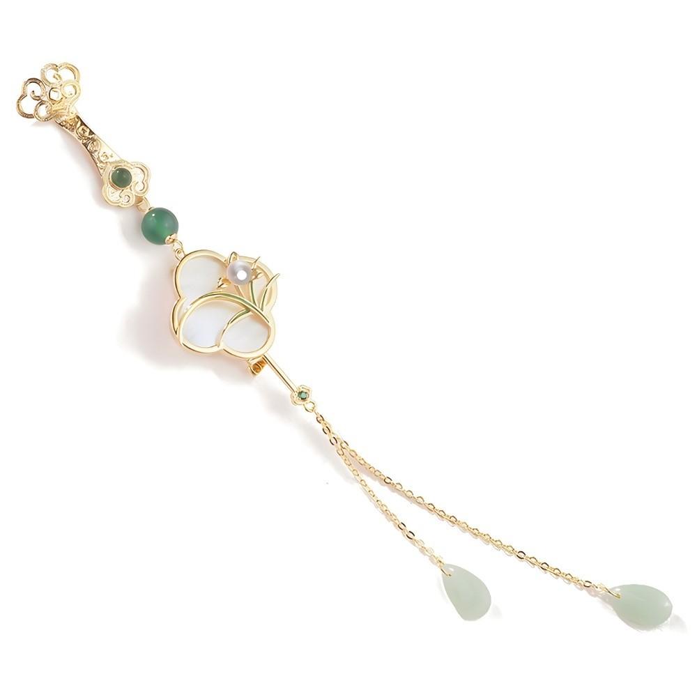 Electroplating Chinese Style Brooch Long Tassel Lapel Brooch Hanfu Accessories