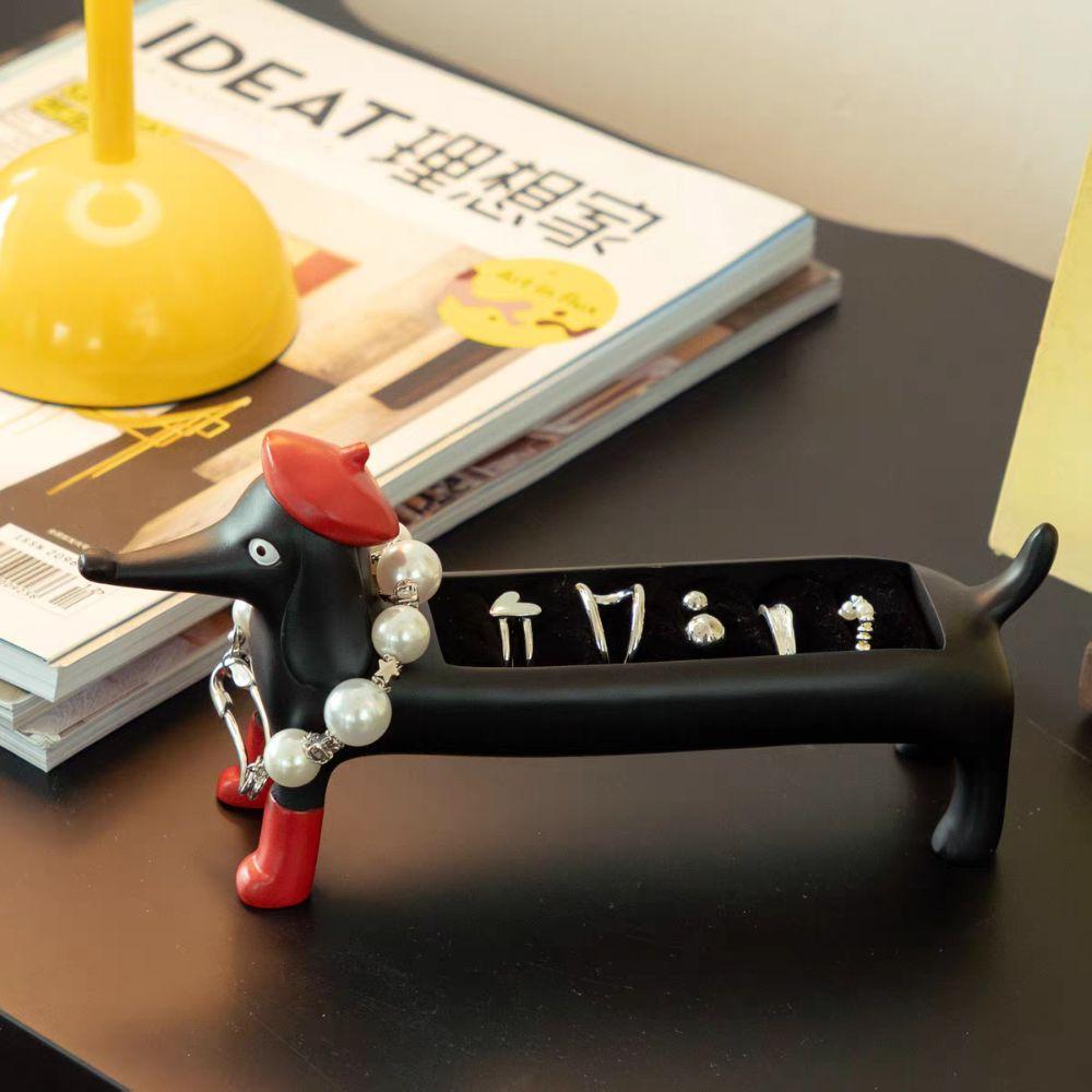 Ring Holder Dachshund Ring Organizer Resin Ring Trinket Storage Box Jewelry Display Box  For Lover