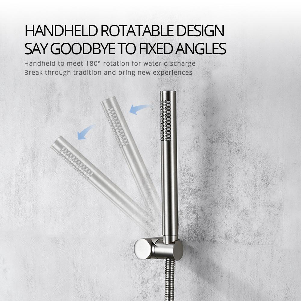 8-16 Inch Gunmetal Shower Faucet Recessed Box Ceiling Arm Wall Mounted Hot And Cold Separation Bathroom Tap Embedded Switch