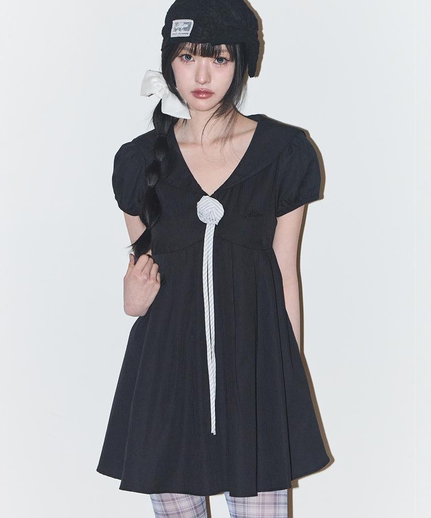 ILLIGO Sailor Collar Dress Black