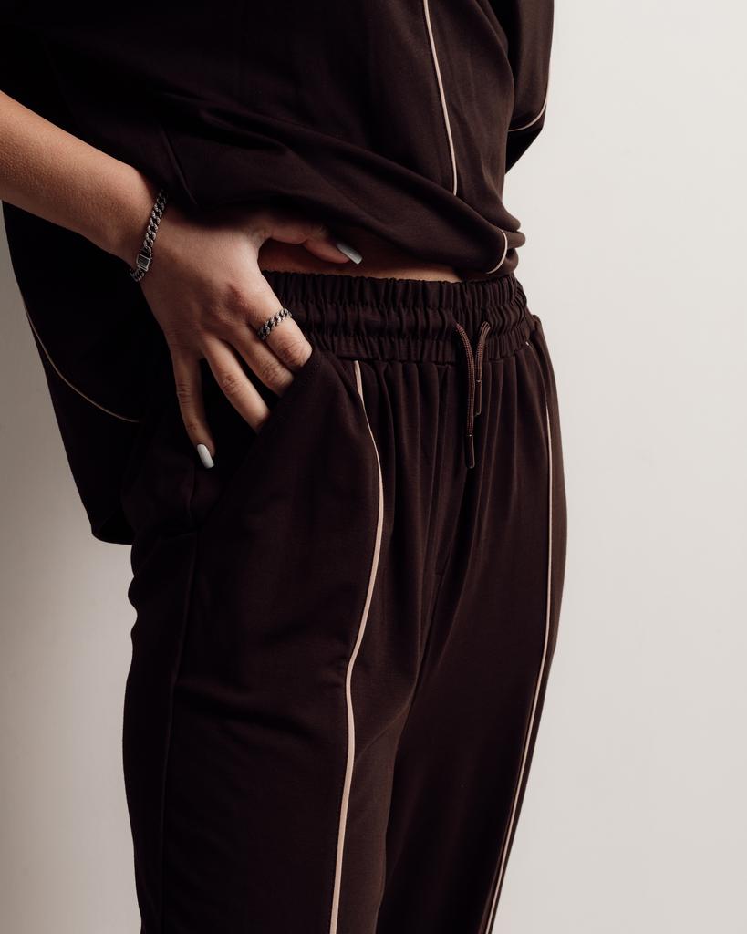Women's Suit Butella 16544 M Chocolate (T-shirt, Pants)