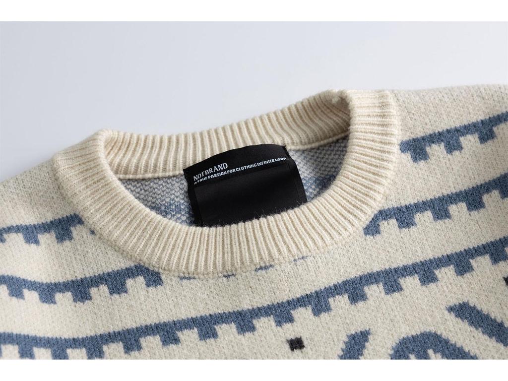 Men's Ethnic Style Jacquard Sweater – Trendy Japanese Knitwear for Autumn/Winter