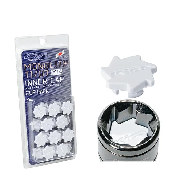 KYO-EI (Kyoei Industry) MONOLITH Inner Caps, M14, Resin, White, Pack of 20, CMF4W
