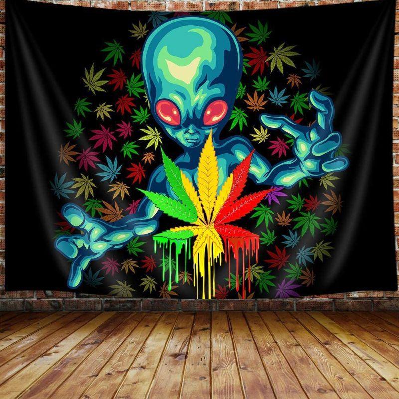 Psychedelic Alien Asaba Aesthetic Tapestry Hippie Bohemian Wall Mounted E-Sports Room Dormitory Party Background Home Decor