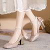 Temperament socialite high heels silver wedding shoes bridesmaid shoes autumn new square head mary pearl shoes