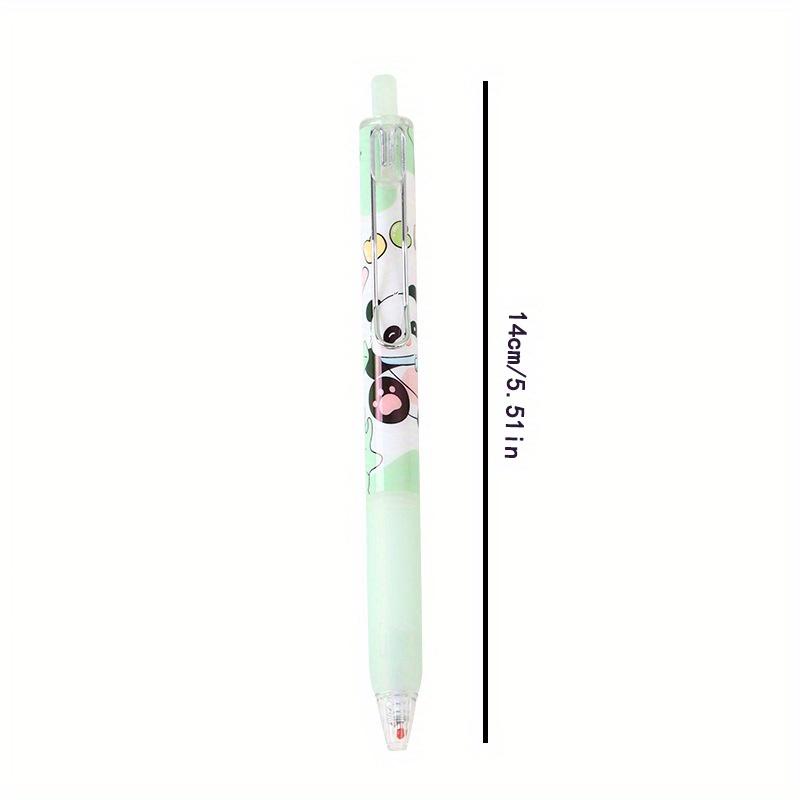 12pcs Cartoon Panda Box Press Pen Cute Metal Pen Clip Press Neutral Pen Black Signature Pen ST0.5mm Black Back To School Season