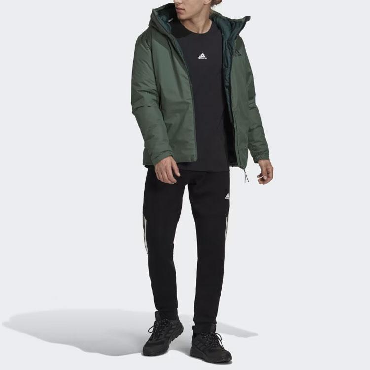 Adidas Traveer Cold.Rdy Hooded Down Jacket With Three-Stripe Logo Print Men Outerwear Green HG6014