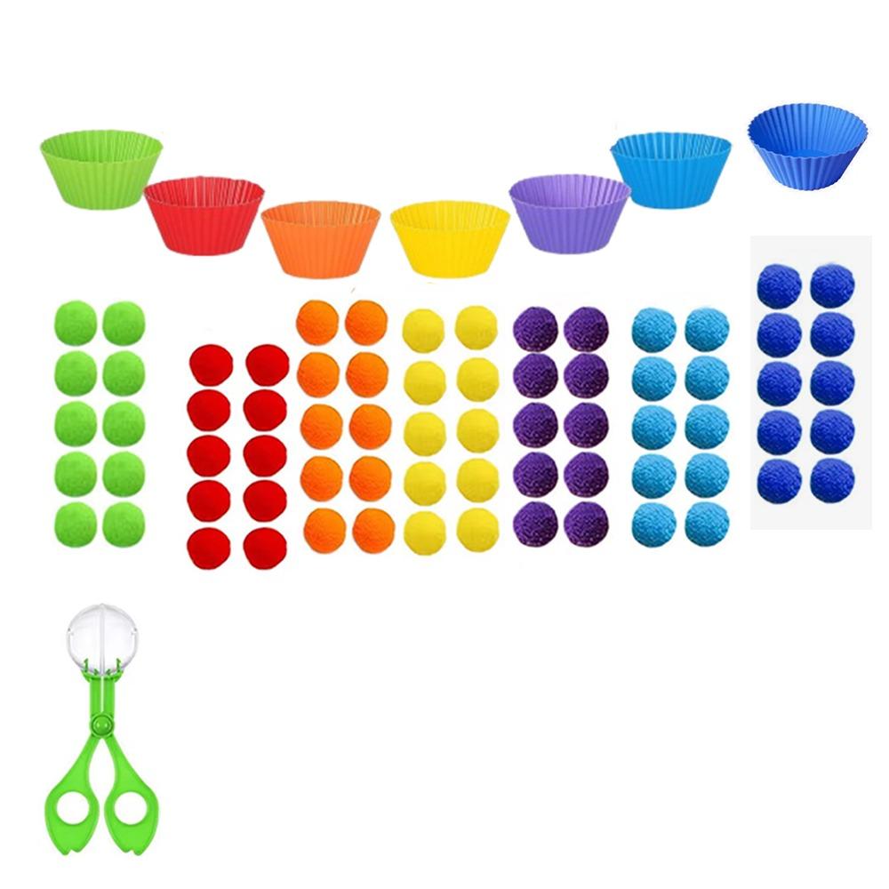 

Colorful Hairball Skill Learning Toy Pompoms Tweezers Toy Kids Early Education Set 3