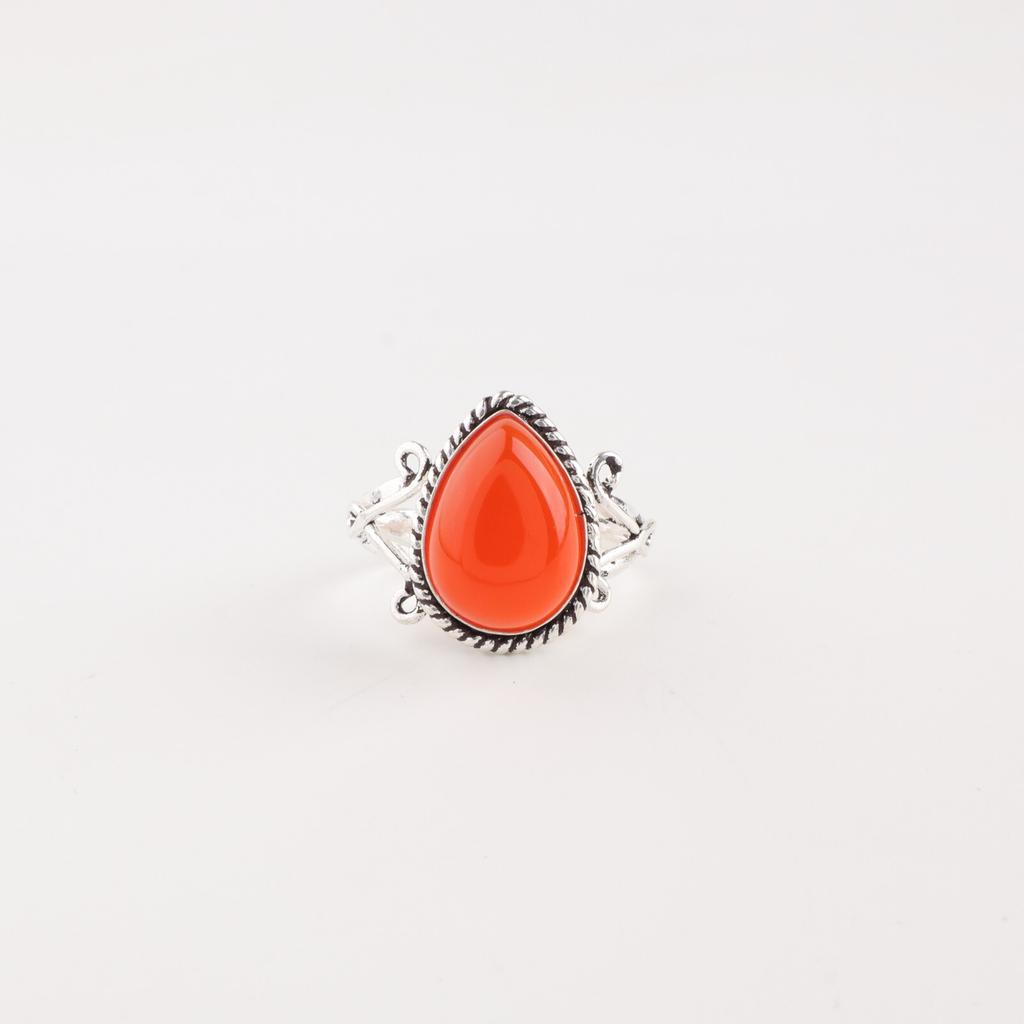 Natural Carnelian Gemstone 925 Stamped Silver Jewelry Handmade Engagement Ring RR-57-33