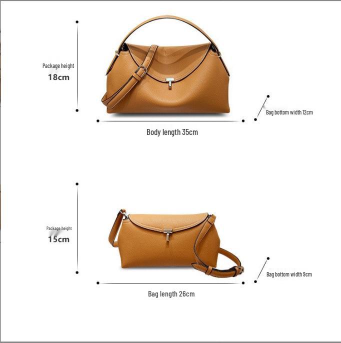 TOTEME Polštářová taška: Pravá kůže, Všestranná módní taška přes rameno, Lehký luxus, Dvouvrstvá dámská kabelka z hovězí kůže.