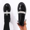 New Niche Retro One-pedal Casual Single Shoes Large Size Medium Heel Pearl Lady Small Leather Shoes