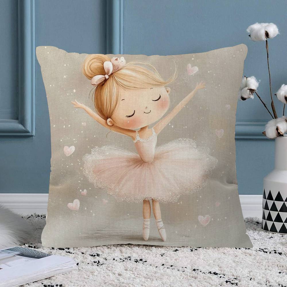 Pink Ballerina Girl Butterfly Pillow Gift Home Office Decoration Bedroom Sofa Car Cushion Cover Case X