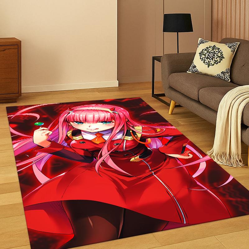 Sexy Girl Zero Two DARLING In FRANXX Cartoon Carpet Rug for Bedroom Living Room Sofa Doormat Home Decor,Kid Area Rug Non-slip