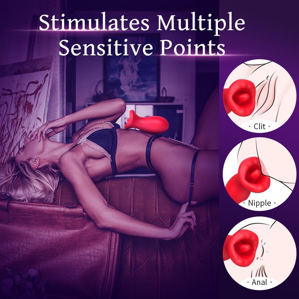 3 IN 1 Mouth Sucking Vibrator G-Spot Vibrator Clitoral Stimulator Couples Tongue Vibrator Vaginal Stimulation Rose Toys Sex Toys