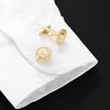 A pair of Copper sleeve studs, simple diamond studded men's and women's cufflinks, retro gold art dot diamond pattern design, accessories