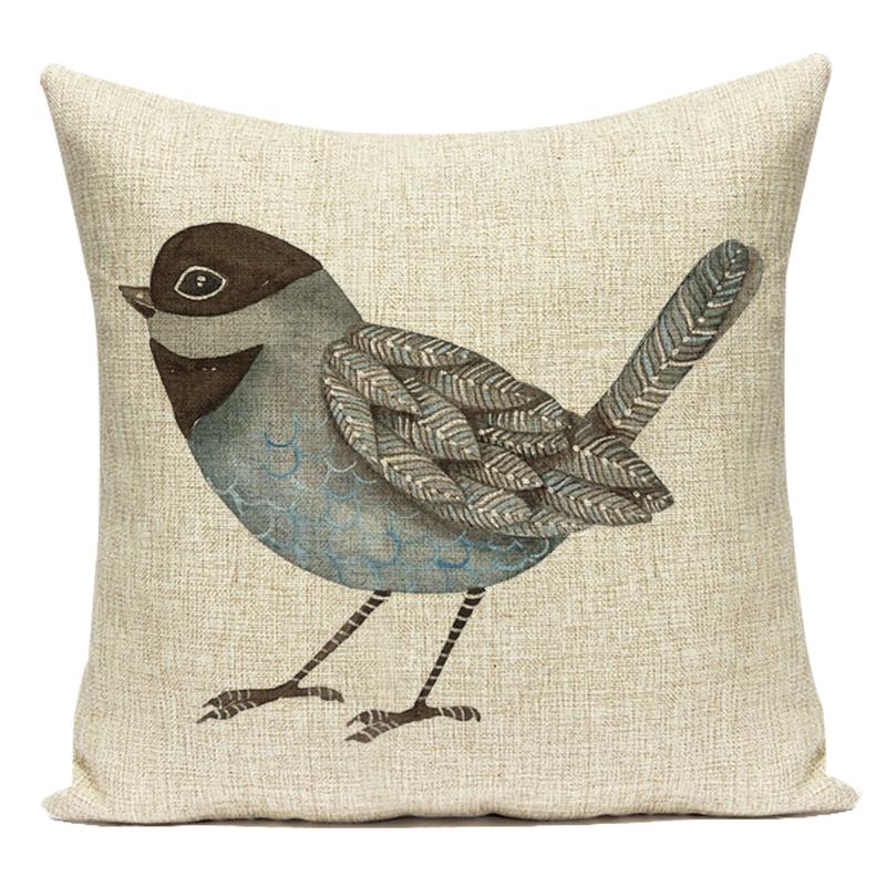 Country Style Cushions Cover Bird Feather Throw Pillow Case Home Decorative Sofa Bed Car Polyester Pillow Cover