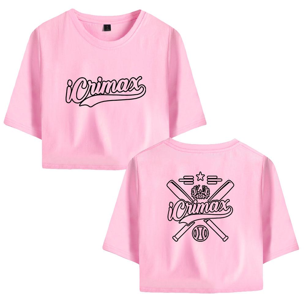 Summer Fashion Women's Sexy Icrimax Letter Print Short Sleeve Crop Top Funny Tee Shirts Hipster O-neck Cool Tops