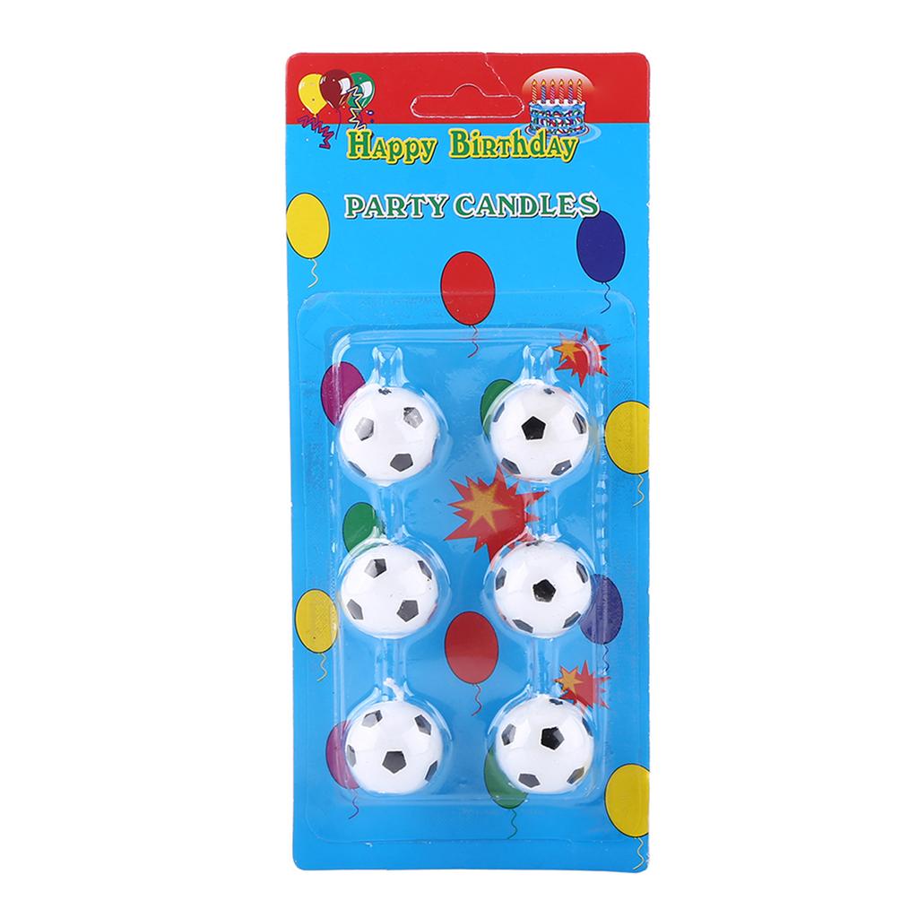 6Pcs Cute Soccer Ball Football Birthday Party Cake Candles Decorations Supplies For Kids