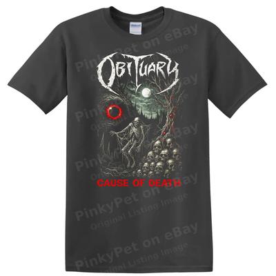 Overlijdensbericht Doodsoorzaak Heavy Metal Kunst T-shirt Retro Rock Grafisch T-shirt