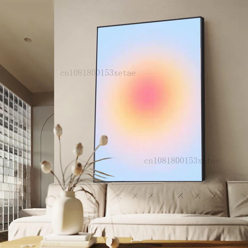1pc Gradient Aura Self-adhesive Art Poster Waterproof Paper Sticker Coffee House Bar Room Wall Decor