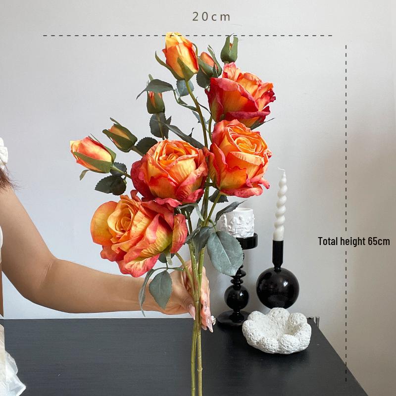 Liu Yifei Inspired Dried Flower Oil Painting - Artificial Rose Bouquet for Living Room or Dining Table Decor