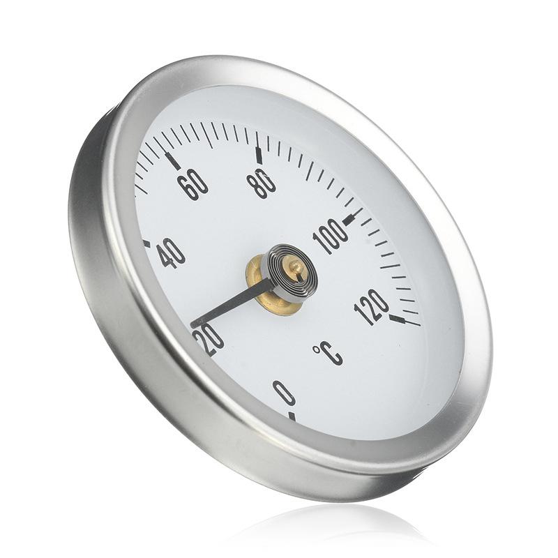 0-120℃ Stainless Steel Clamp-On Tube Thermometer On Tube Heating Spring 63Mm Metal Temperature Temp Gauge Spring Industrial Tool
