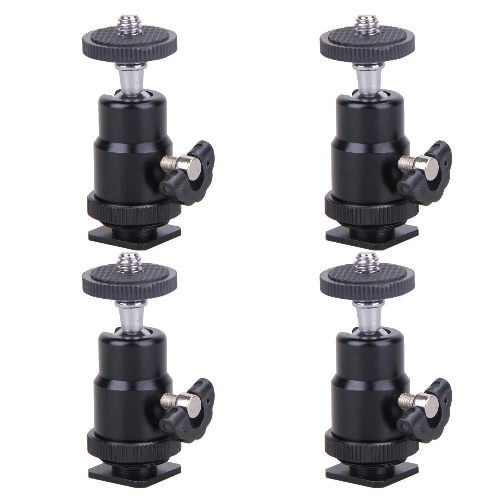 1/4" Swivel Mini Ball Head For Camera Tripod LED Light Flash Tripod Bracket Holder Mount 1/4 Hot Shoe Adapter for Canon Nikon