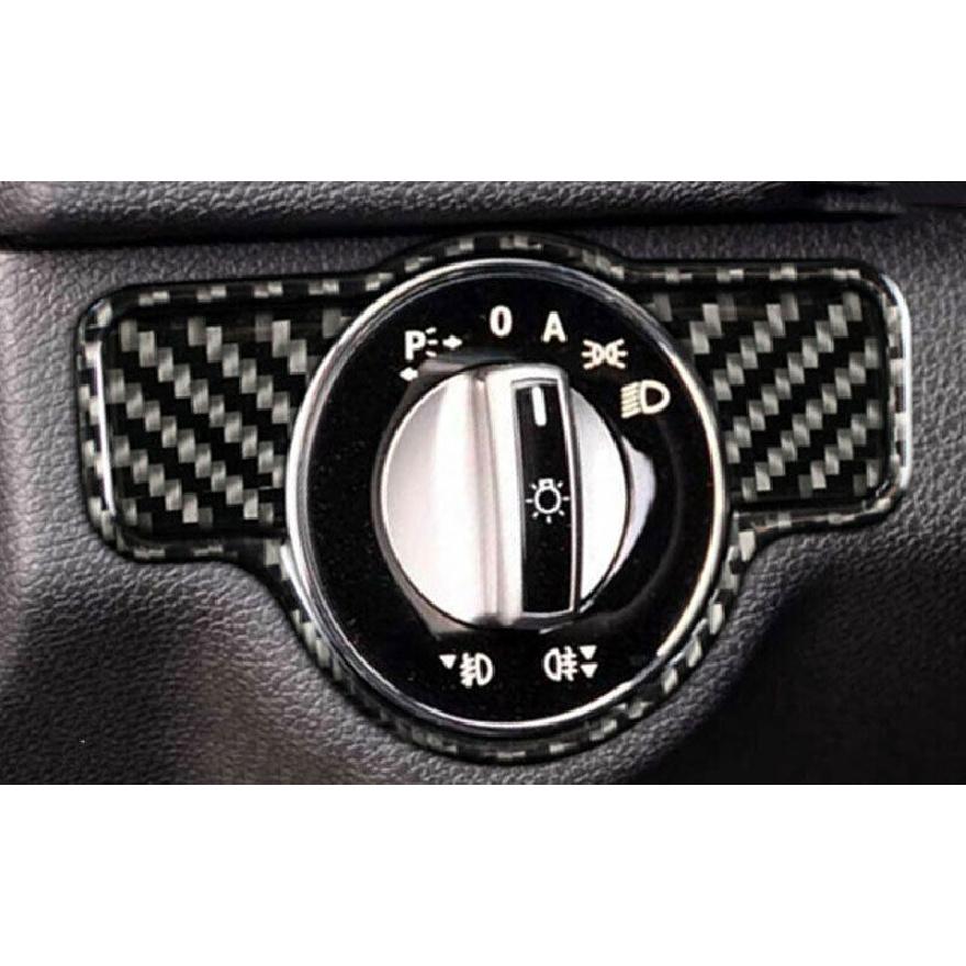 Real Carbon Fiber Headlight Lamp Switch Button Cover For Benz C-Class 2007-14