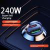240W Car Phone Charger Mini Size PD USB Type C Dual Port Quick Charge Adapter for Business Trips