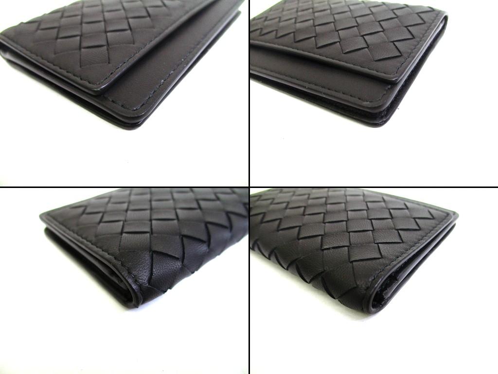 Authentic BOTTEGA VENETA Intrecciato Black Leather Business Card Holder #b110  Open Box