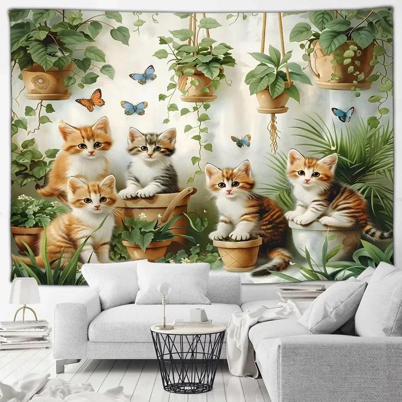 Cute Cat Tapestry Office Living Room Decoration Home Wall Tapestry