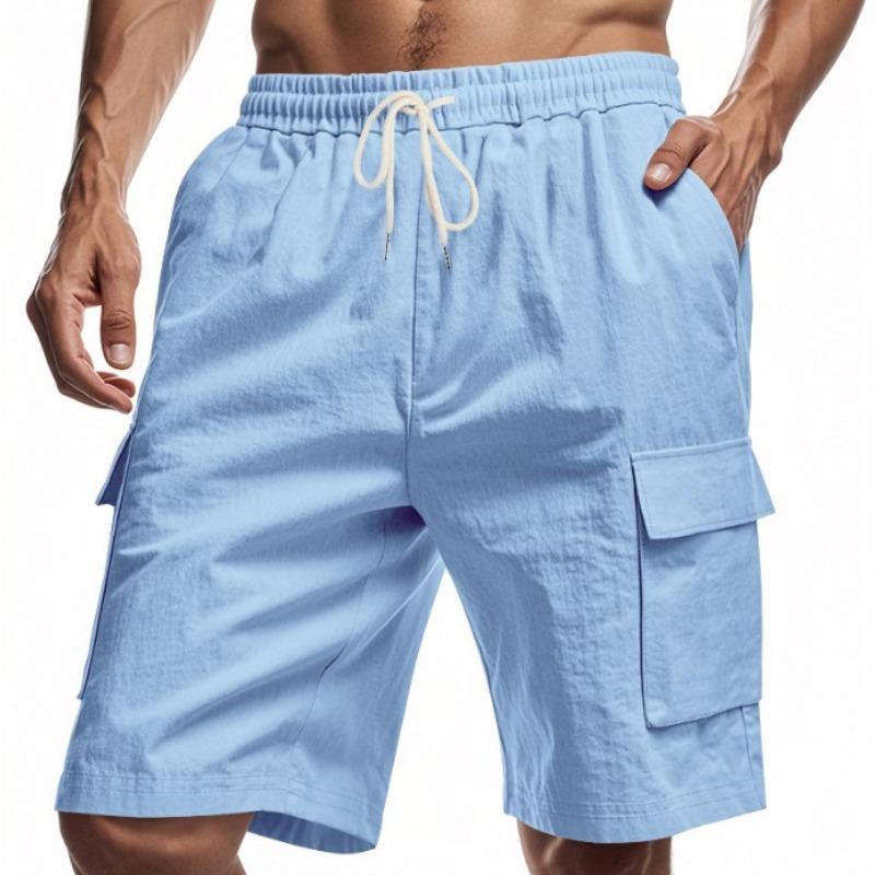 Mens Multi Pocket Drawstring Waist Cargo Casual Shorts