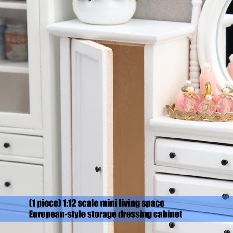 Miniature Dresser For 1/12 Doll House European Styles Furniture with Functional Drawer Door Craft Model Scene Display