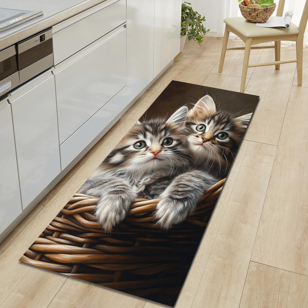 

1 шт., милый напольный коврик с рисунком кошки, современный кухонный полиэстеровый ковер, нескользящий, цветной, для дома, ванной комнаты, спальни, гостиной, декора 120*160cm