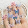 10Pcs/Set Double Layer Butterfly Chiffon Mini Nail Diamond 3D Lace Patch DIY Earrings Headdress Decorative Applique
