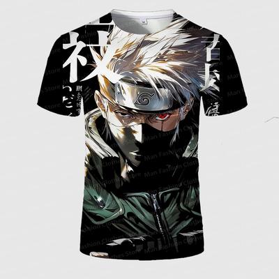 Summer Round Neck 3D Anime Naruto Print Top Fashionable Casual Short Sleeved Men's T-shirts