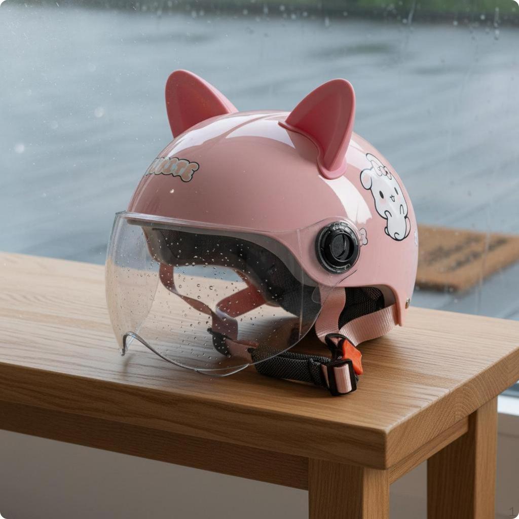 Children's CatEar Helmet Hard FastRelease Buckle Child Gear Dinosaur Wht Clear