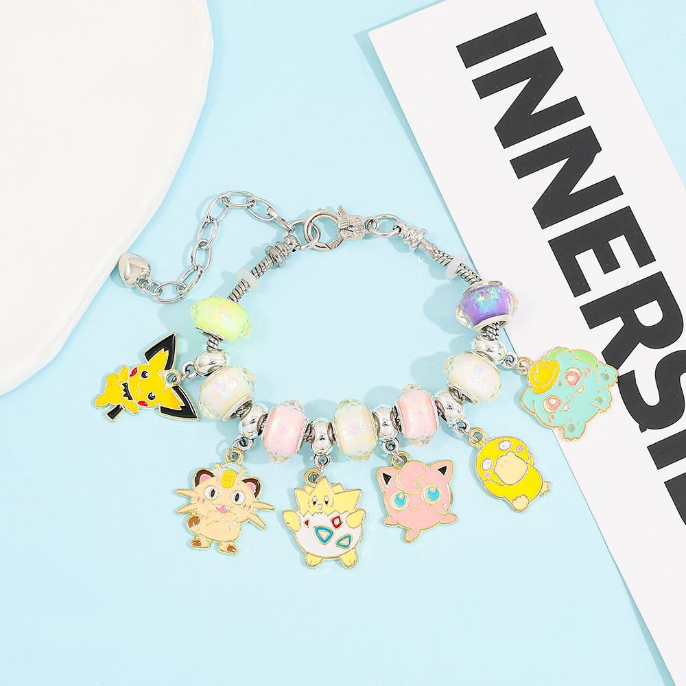 Gioielli Cartoon Pikachu Lega di Zinco Braccialetto con Perline Fai da Te Per Regalo