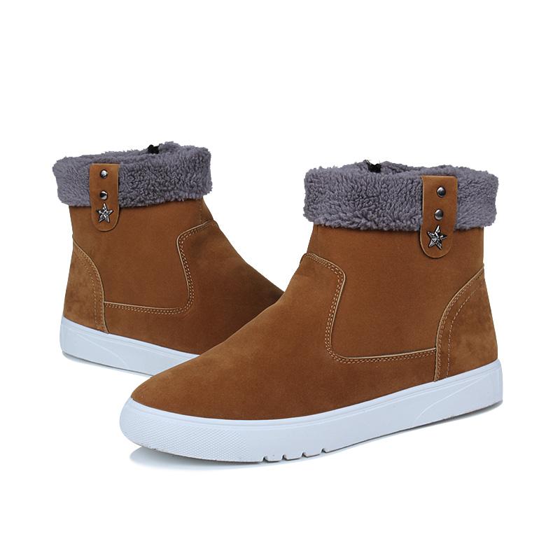 Fashion Men's Lightweight Slip-on Outdoor Ankle Boots Comfortable Winter Warm Cotton Lining Snow Boots
