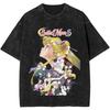Sailor Moons Vintage Vasket T-skjorte Menn Kvinner 100% Bomull Casual T-skjorte O-hals Anime Tees Kortermet Klær Pluss Størrelse
