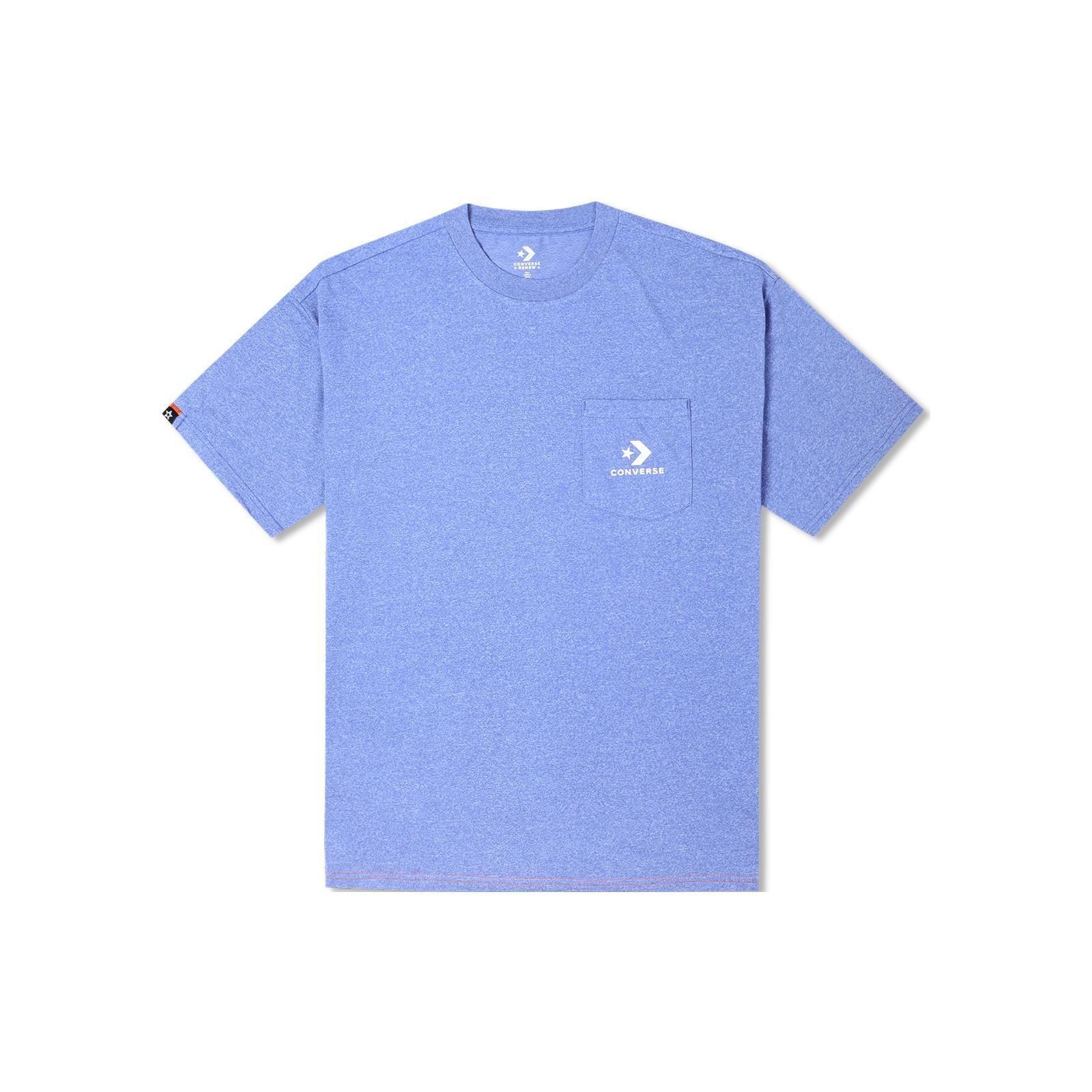 

Converse Renew Collection SS22 Small Logo Solid Crew Neck T-Shirt Unisex Tops Blue 10023283-A01